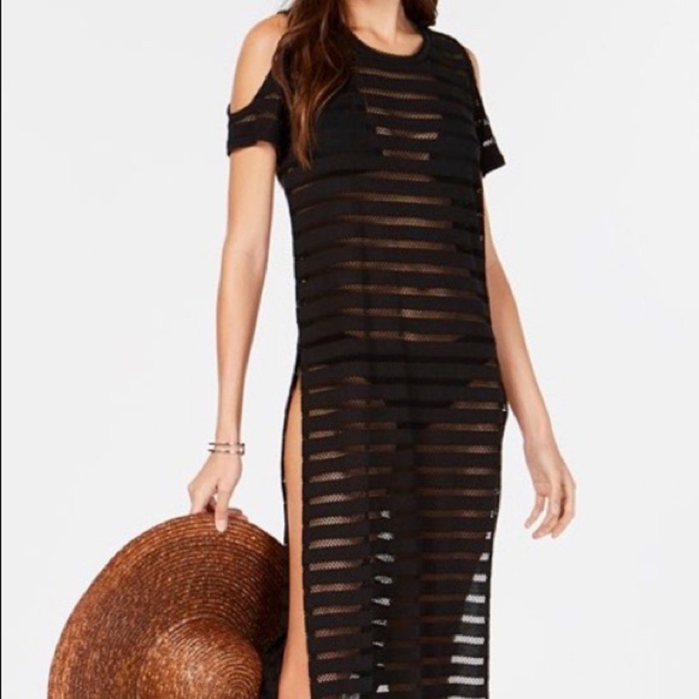 Calvin Klein Mesh Cold Shoulder Beach Cover Up
